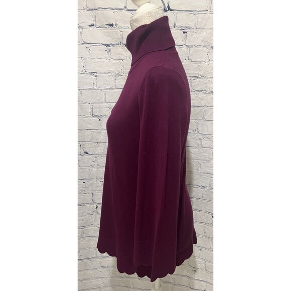 Isaac Mizrahi Live Women's Top Magenta Scalloped Hem Bell Sleeve Sweater Small - Picture 3 of 6